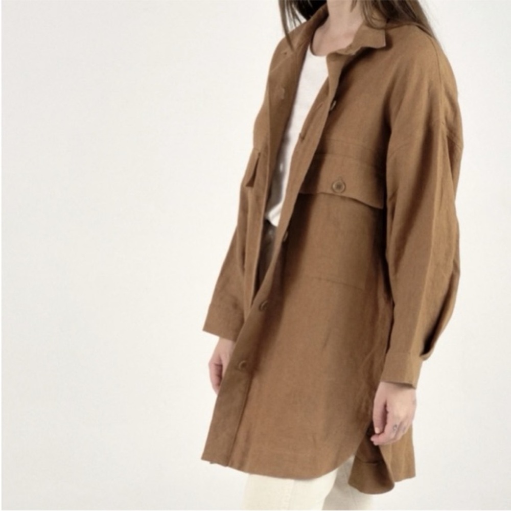 OZMA Brown Audrey Shirt Jacket Cotton M